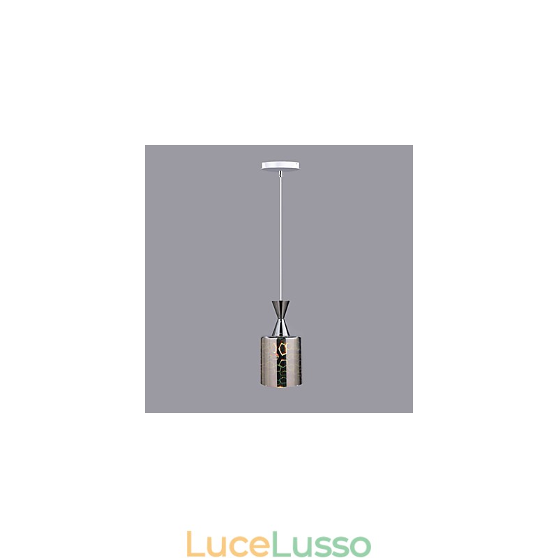 Lampada a sospensione cromata con incisione laser Dream