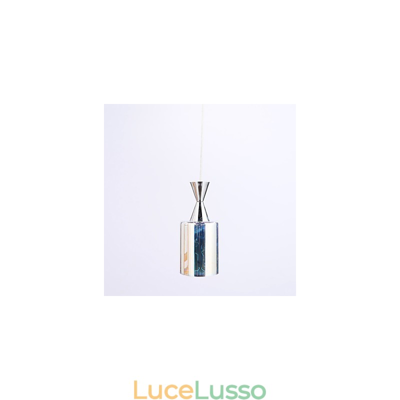 Lampada a sospensione cromata con incisione laser Dream