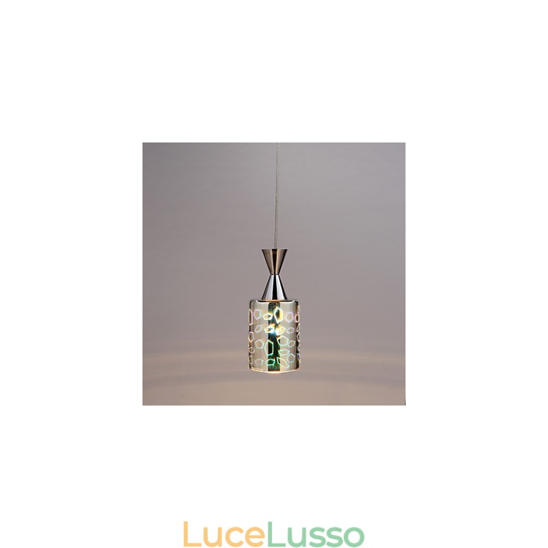 Lampada a sospensione cromata con incisione laser Dream