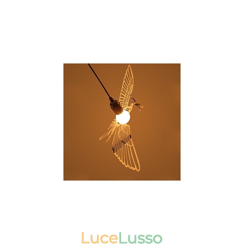 Lampada a sospensione a forma di uccello in acciaio inossidabile, moderna e creativa, con decorazione alla moda