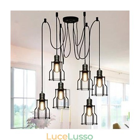 American Country Industrial Individualità Creativa Seduta Sei piccoli fornelli Testa Droplight American Country Industrial Individualità Creativa Seduta Sei piccoli fornelli Testa Droplight