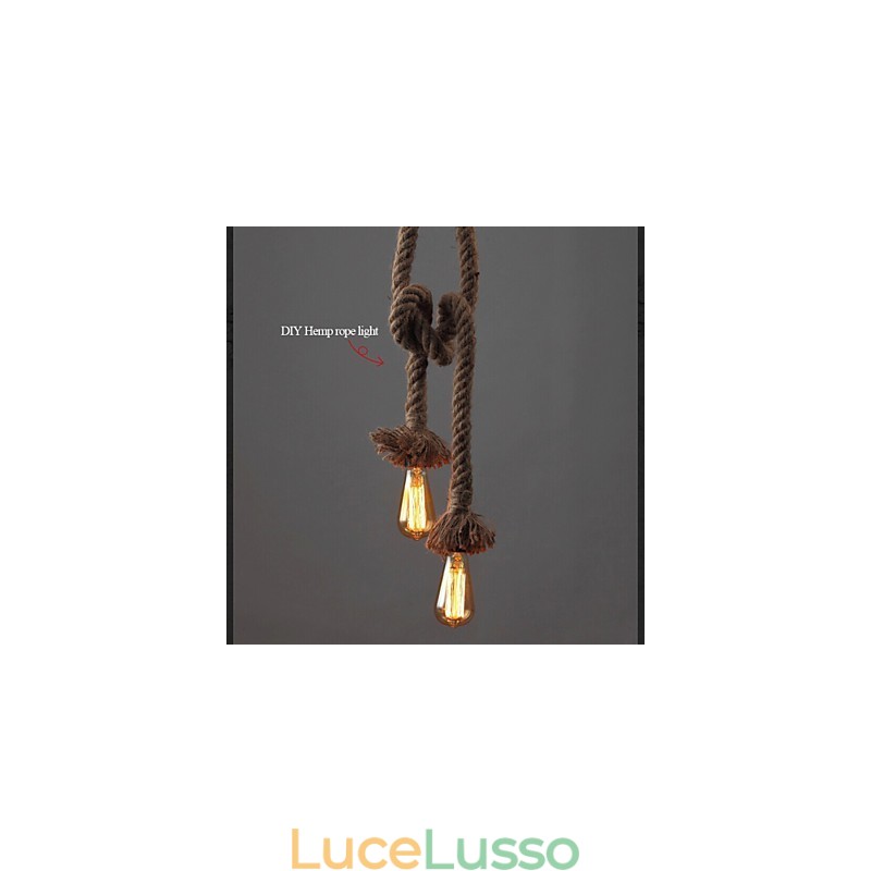 1 luce fai da te arte corda di canapa luce lampadario creativo corda di canapa lungo 100 cm Invia 1 lampadina