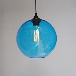 Moderno pendente in vetro con design a bolle blu rotonde