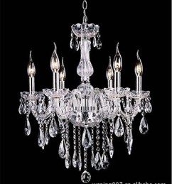 Lampadario a sospensione in cristallo K9 con illuminazione di lusso vintage a 6 bracci