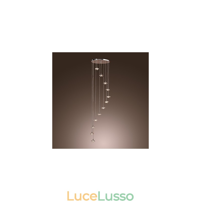 Lampada a sospensione moderna in metallo cromato in stile mini cristallo contemporaneo