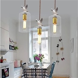 Lampadario in vetro creativo con paralume in vetro e uccello