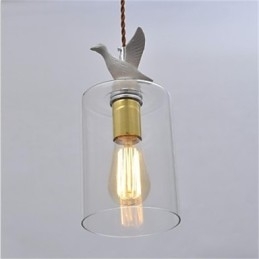 Lampadario in vetro creativo con paralume in vetro e uccello