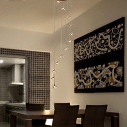 Lampada a sospensione moderna in metallo cromato in stile mini cristallo contemporaneo