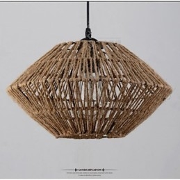Lampada a sospensione vintage realizzata in corda con una luce