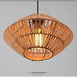 Lampada a sospensione vintage realizzata in corda con una luce