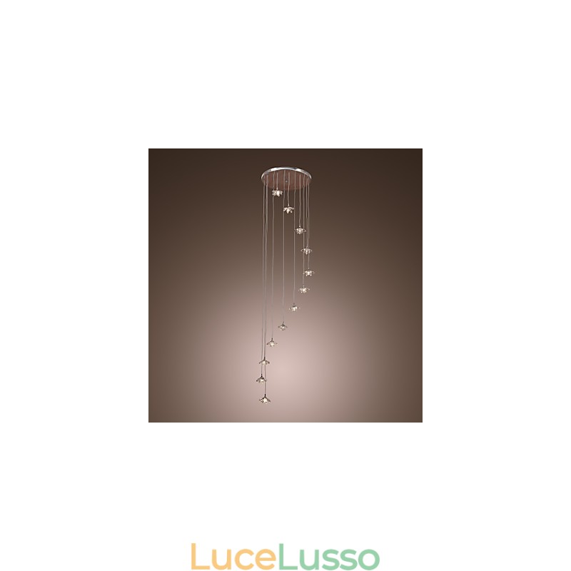 Lampada a sospensione moderna in metallo cromato in stile mini cristallo contemporaneo