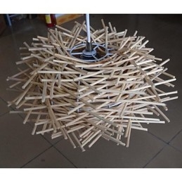 Lampada a sospensione contemporanea e contratta 1 luce in legno intrecciato a mano