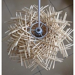 Lampada a sospensione contemporanea e contratta 1 luce in legno intrecciato a mano
