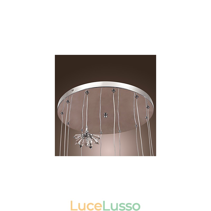 Lampada a sospensione moderna in metallo cromato in stile mini cristallo contemporaneo