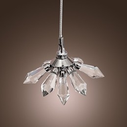 Lampada a sospensione moderna in metallo cromato in stile mini cristallo contemporaneo