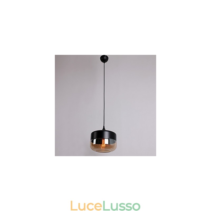 Pendente con pittura a 1 luce in vetro placcato retrò
