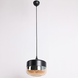 Pendente con pittura a 1 luce in vetro placcato retrò
