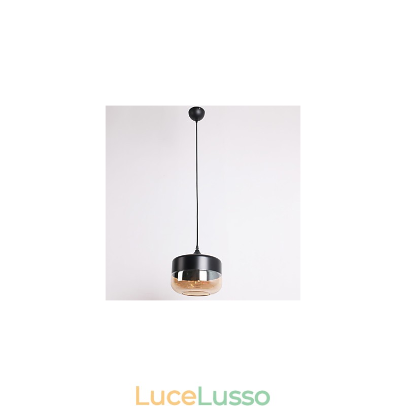 Pendente con pittura a 1 luce in vetro placcato retrò