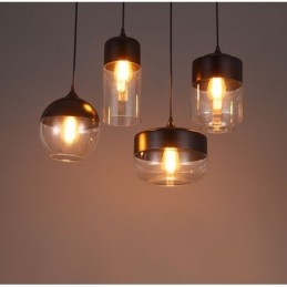 Lampadario in ferro battuto e vetro di Nordic Creative Stair Shop