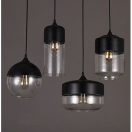 Lampadario in ferro battuto e vetro di Nordic Creative Stair Shop