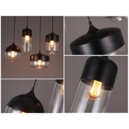 Lampadario in ferro battuto e vetro di Nordic Creative Stair Shop