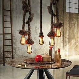 1 luce fai da te arte corda di canapa luce lampadario creativo corda di canapa lungo 100 cm Invia 1 lampadina