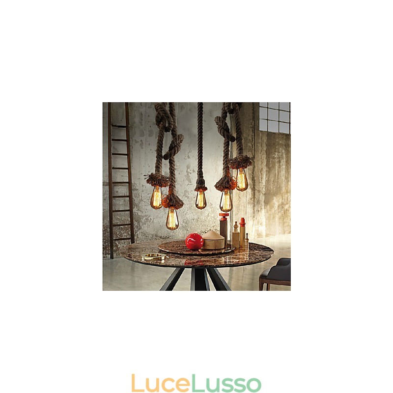 1 luce fai da te arte corda di canapa luce lampadario creativo corda di canapa lungo 100 cm Invia 1 lampadina