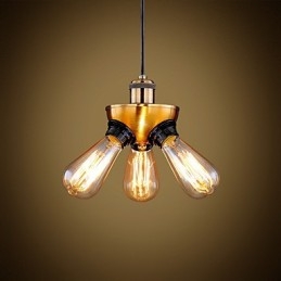 Lampada a sospensione a tre piedi con testa in rame industriale americana