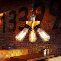 Lampada a sospensione a tre piedi con testa in rame industriale americana