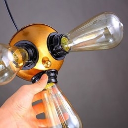 Lampada a sospensione a tre piedi con testa in rame industriale americana