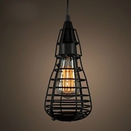 Lampada a sospensione a testa singola in gabbia di ferro battuto, stile industriale americano, che restaura i modi antichi