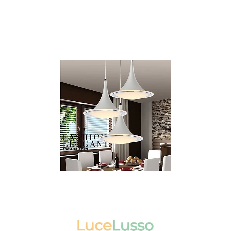 Lampadario a sospensione a forma di tromba, lampadario in acrilico con luce a goccia