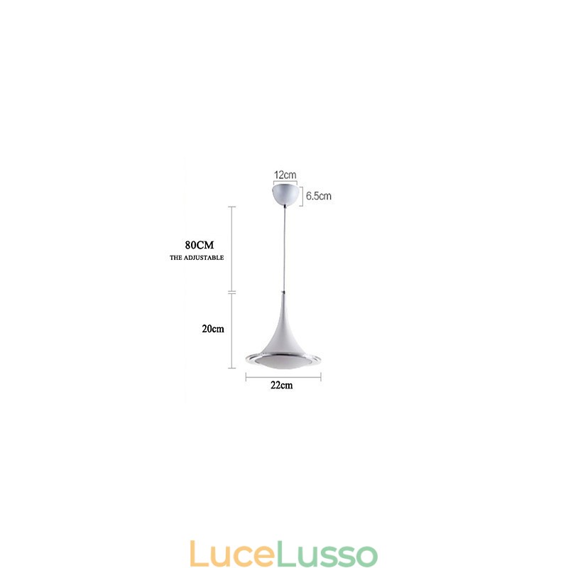 Lampadario a sospensione a forma di tromba, lampadario in acrilico con luce a goccia