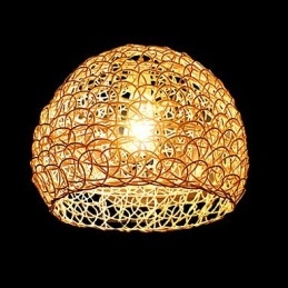 Lampada a sospensione moderna con testa singola in rattan intrecciato, stile rurale Cany
