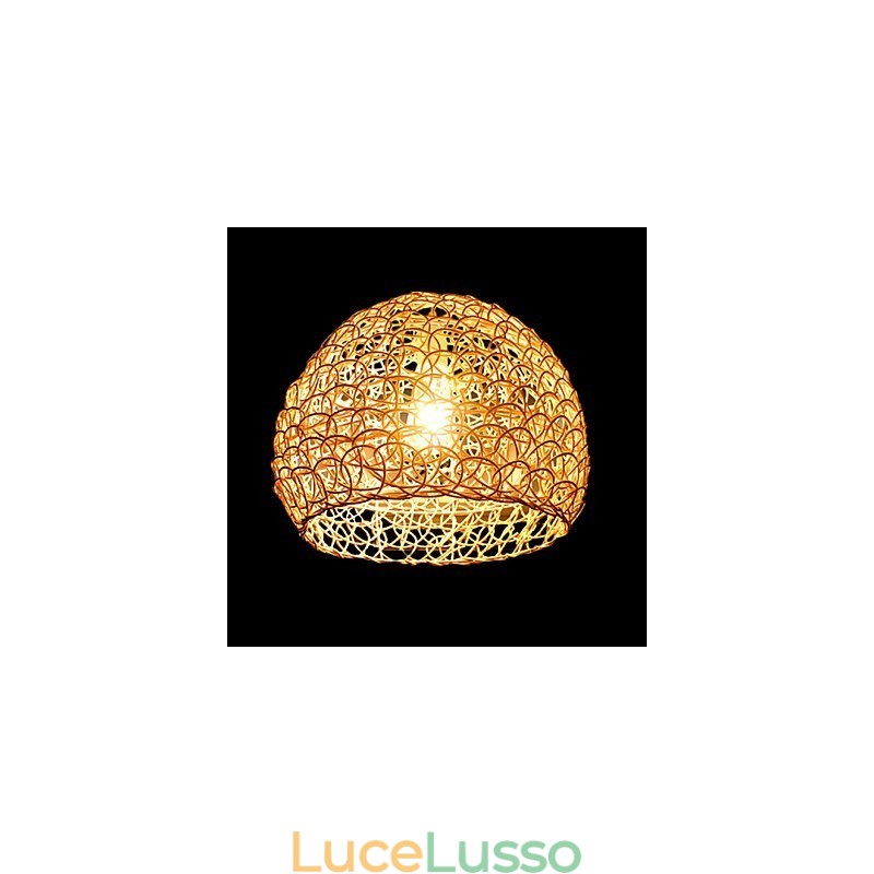Lampada a sospensione moderna con testa singola in rattan intrecciato, stile rurale Cany