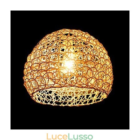 Lampada a sospensione moderna con testa singola in rattan intrecciato, stile rurale Cany Lampada a sospensione moderna con testa singola in rattan intrecciato, stile rurale Cany