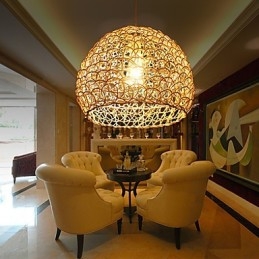 Lampada a sospensione moderna con testa singola in rattan intrecciato, stile rurale Cany