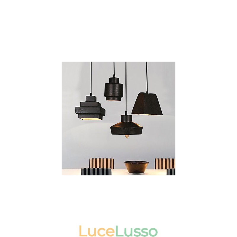 Lampadario in vetro retrò stile country americano, con seduta arrugginita e luce a goccia