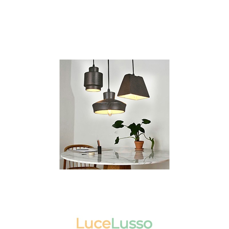 Lampadario in vetro retrò stile country americano, con seduta arrugginita e luce a goccia