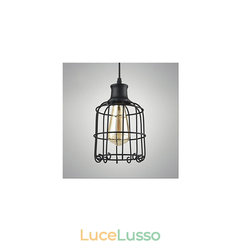 Lampada a sospensione vintage Edison con paralume a gabbia