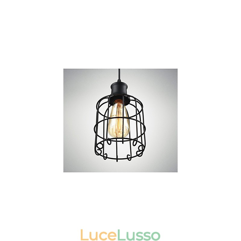 Lampada a sospensione vintage Edison con paralume a gabbia