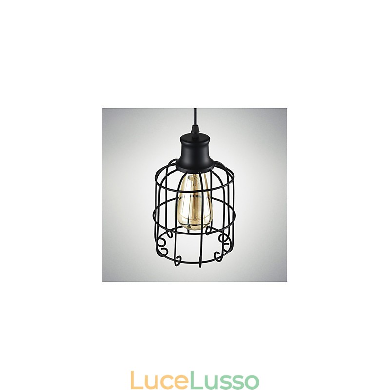 Lampada a sospensione vintage Edison con paralume a gabbia