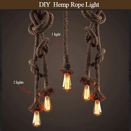 1 luce fai da te arte corda di canapa luce lampadario creativo corda di canapa lungo 100 cm Invia 1 lampadina