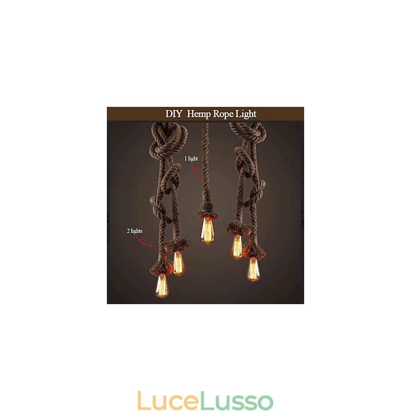 1 luce fai da te arte corda di canapa luce lampadario creativo corda di canapa lungo 100 cm Invia 1 lampadina