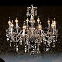 Lampadario di cristallo di lusso a 10 luci, colore cognac, lampadario di cristallo K9