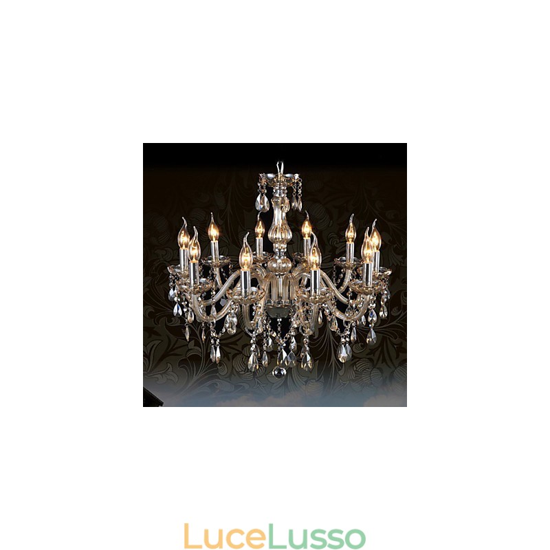 Lampadario di cristallo di lusso a 10 luci, colore cognac, lampadario di cristallo K9