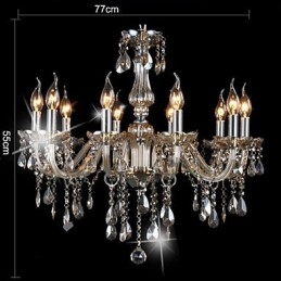Lampadario di cristallo di lusso a 10 luci, colore cognac, lampadario di cristallo K9