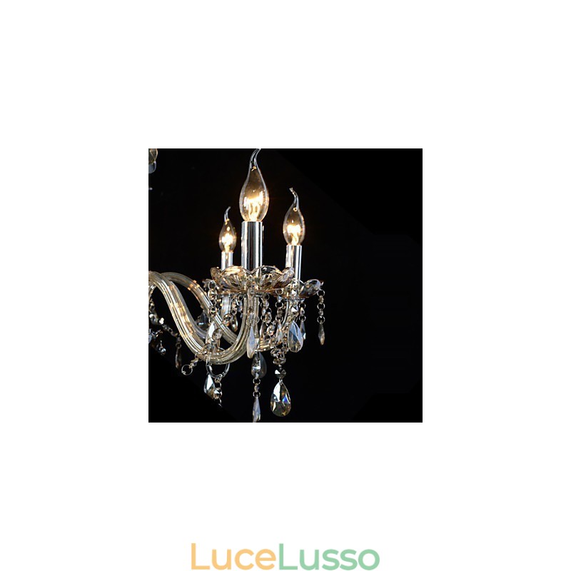 Lampadario di cristallo di lusso a 10 luci, colore cognac, lampadario di cristallo K9