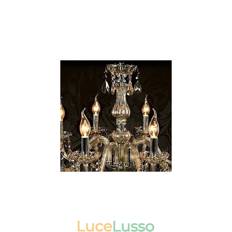 Lampadario di cristallo di lusso a 10 luci, colore cognac, lampadario di cristallo K9
