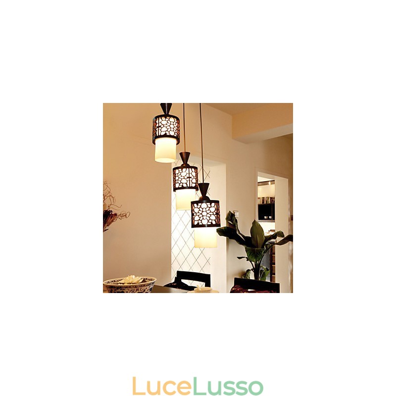 Lampada a sospensione a testa singola creativa in stile cinese moderno, classica, in legno massello, con tamburo